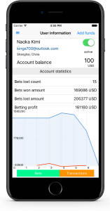 Mobile control panel for sportsbook - manage user account